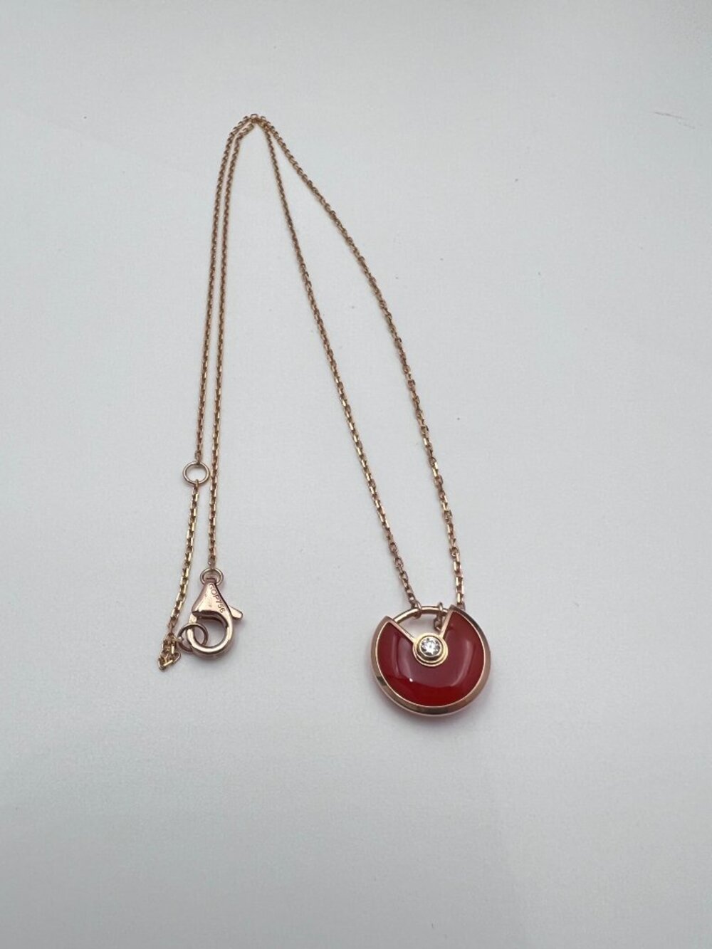 Cartier Amulette XS Carnelian Diamond 18K Rose Gold Necklace - Picture 4 of 7